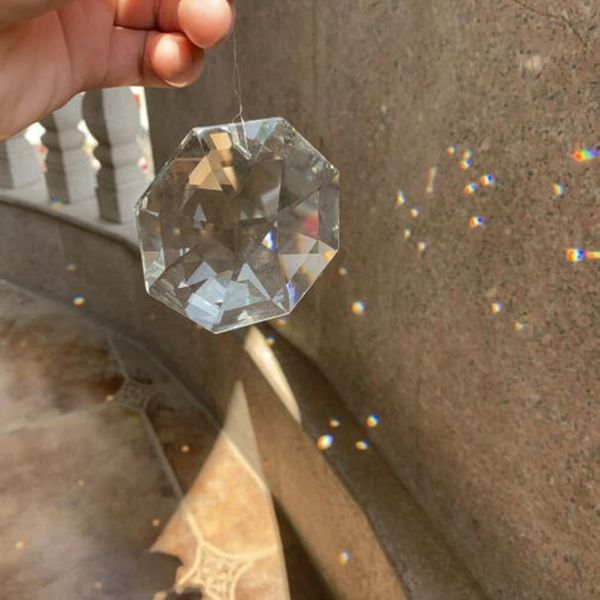 

75mm suncatcher octagon disc faceted glass art crystal prism chandelier 1hole diy pendant hanging ornament lamp parts h bbyihm