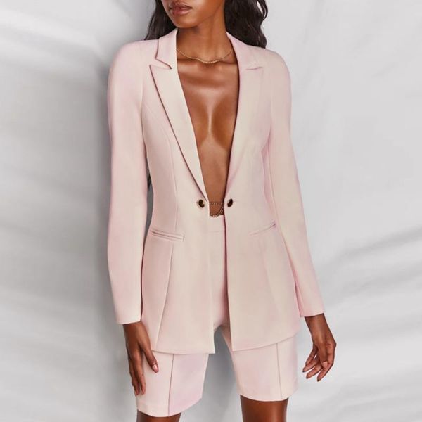 

women solid elegant blazer 2021 spring autumn long sleeve notched chain slim office lady workwear blazer jacket, White;black