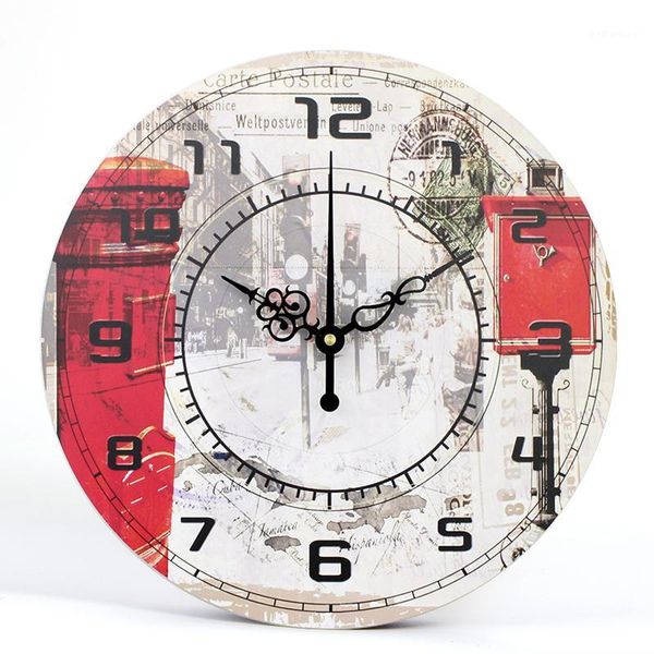 Relógios de parede modernos design silencioso design retro relógio relógio criativo Arte decoração de casa Dial Dial impermeável relógio decorativo1