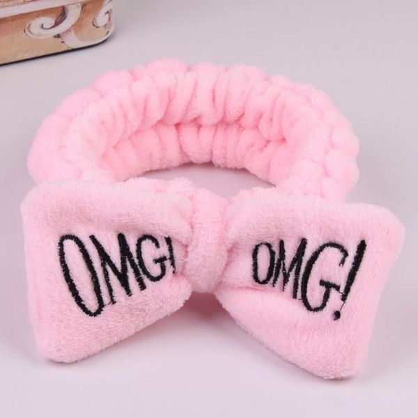 

2020 new letter omg coral fleece soft bow headbands wash face headband women girls holder turban hairbands hair acc bbypsx, Black;brown