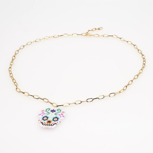 

go2boho men halloween ожерелье женщины миюки бусины бусы череп ожерелья череп подвеска из нержавеющей стали североценные воротнички boho юве, Bronze;silver