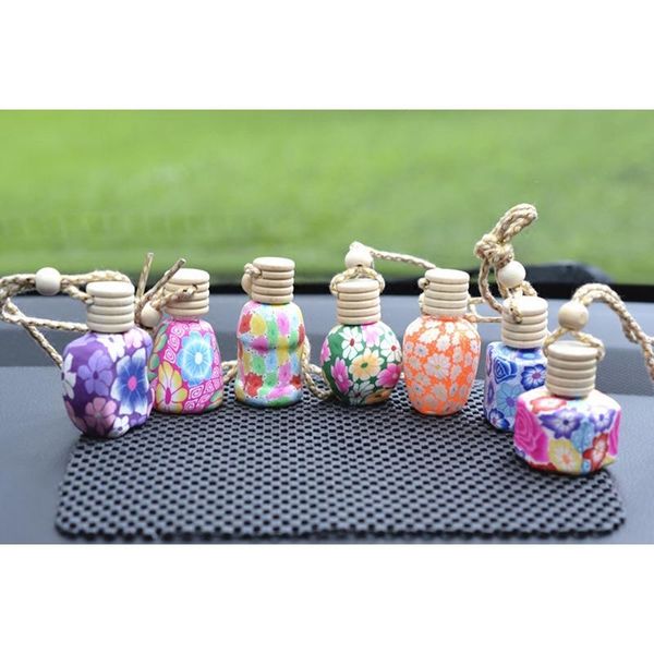 

empty hanging car perfume bottle porcelain pottery accessories pendant ornaments essential oil packaging container wood cover wmtfxh
