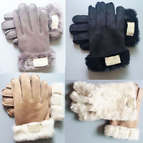 

fashion fur gloves brand designer gloves women men winter warm luxury gloves very good quality five fingers covers ahe3265, Blue;gray