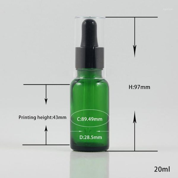 

20ml green glass dropper bottle with black rubber and glass pipette1