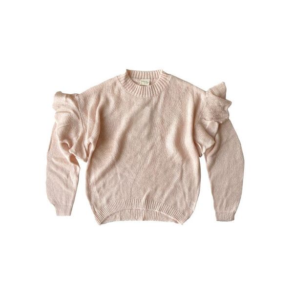

2021 new girls knitted ruffles sweaters spring full sleeve fashion girls pullover sweater 3-8 years a, Blue