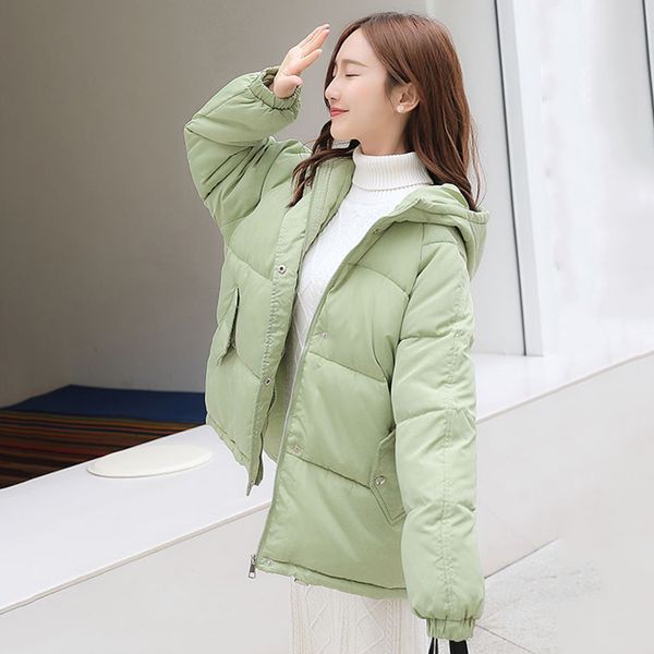 

2021 newoversized winter jacket women style hooded female cotton padded coat short overcoat ladies 8g4k, Black;brown