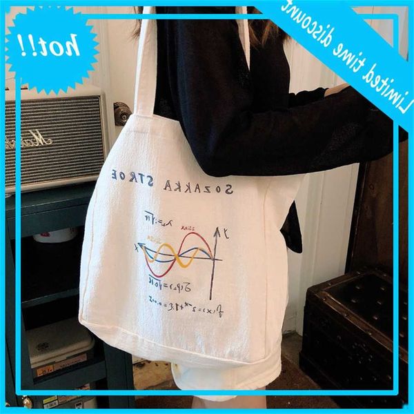 

97281 ins college style japanese and korean simple illustration canvas ancient sense student schoolbag women's single shoulder bag