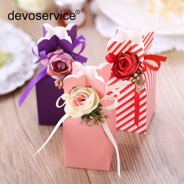 

1pc colorful european candy box candy folding paper box vase series wedding bag wedding gift dessert kawaii baking bag