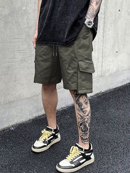 

men drawstring waist cargo shorts c4ag#, Black