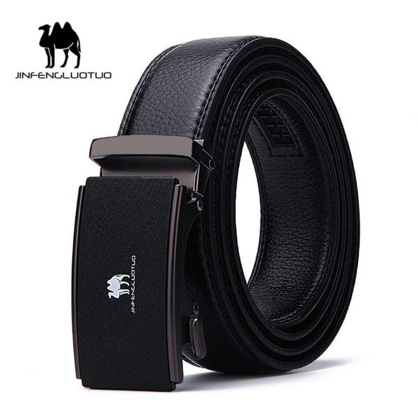 

golden camel men's business pure cow leather automatic buckle belt, leather belt, versatile youth belt, Black;brown