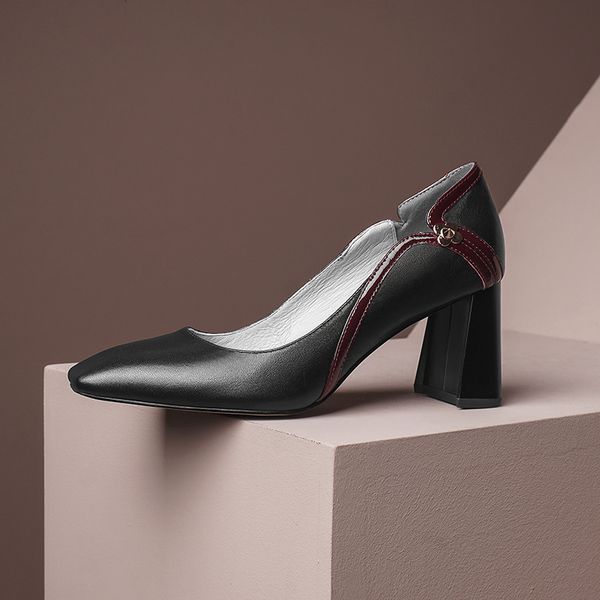 

female pumps 2021 plus size 22-26.5cm ladies internet heels seven in wedding shoes oops, Black