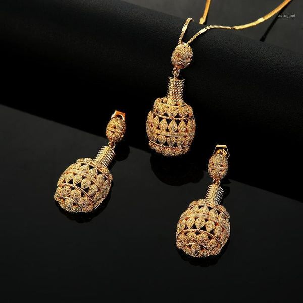 

earrings & necklace african gold color jewelry sets for women ethiopian pendant middle eastern arab wedding jewelry1, Silver