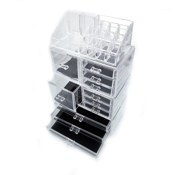 

sf-1122-10 4pcs / set plastic cosmetics storage rack transparent1