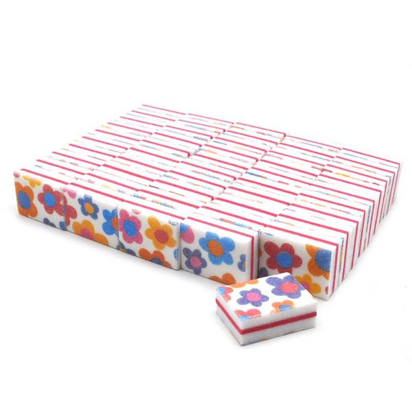 

50 pcs print flower sponge nail file 100/180 sandpaper buffer block nail sanding file manicure pedicure care accessories