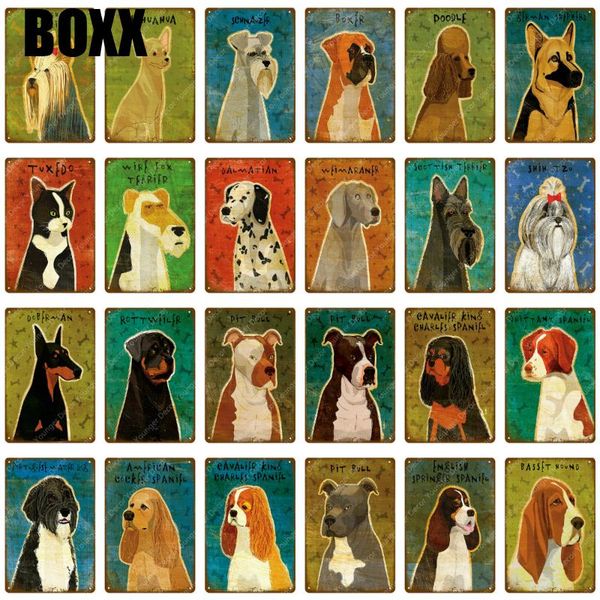 

pet dog painting metal poster funny cartoon animal wall sticker for pub bar club home kids room decor vintage art tin signs