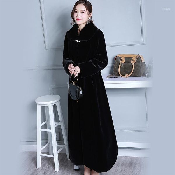 

sheep velvet coat of new fund of 2020 autumn winters is female female long long sleeve imitation fur coat1, Black