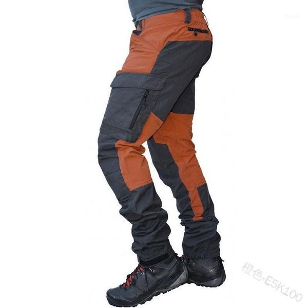 

men's pants straight fashion motorcycle casual high waist multi-pockets casual full length pants1, Black