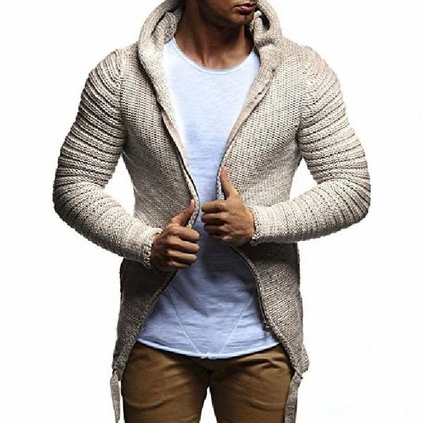 

ln20741 men's zip knit hoodie slim fit beige us-s / eu- f4rh#, White;black