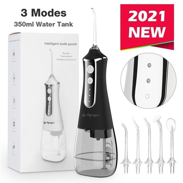 

oral irrigator dental water flosser 3 modes teeth cleaner jet 300ml big tank 5 nozzles hygiene cleaning machine 220228