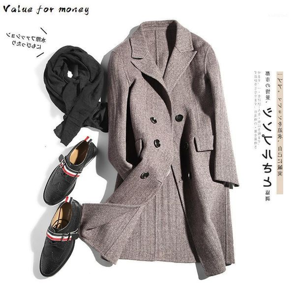 

breasted double wool coat men handmade double-sided woolen coat spring autumn jacket and jacket lm18-1008kj15671, Black