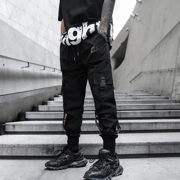 

men's harajuku cargo pants style joggers men pockets harem pants male trousers hip hop man harem pants, Black