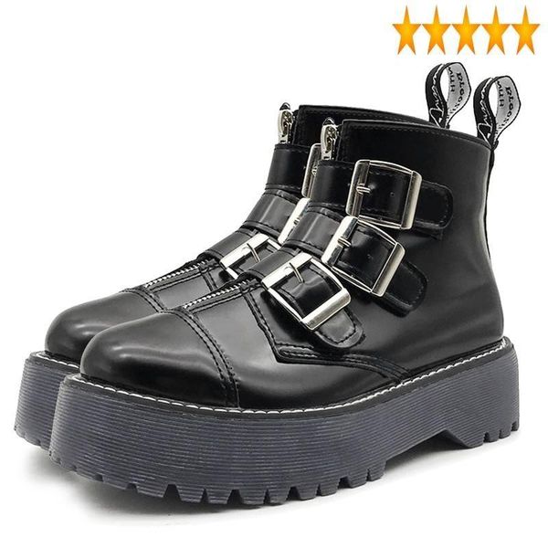 

womens gothic rock platform new retro woman motorcycle ankle boots multi buckle zip punk shoes black ing