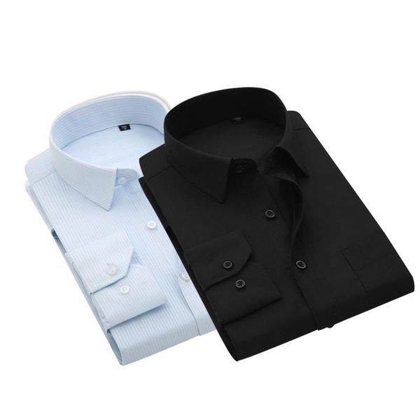 

plus large size 8xl 7xl 6xl 5xl 4xl mens business casual long sleeved shirt classic striped male social dress shirts purple blue, White;black