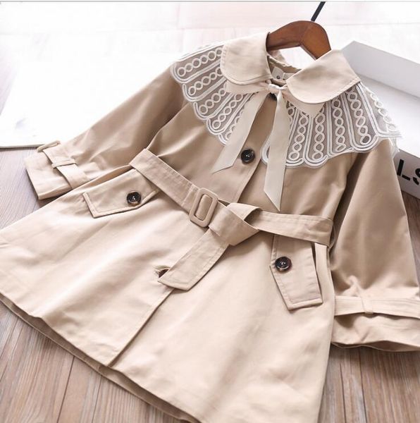 

jackets girls jacket autumn baby pure color lace shawal long windbreaker coats children kids clothing wholesale1, Blue;gray