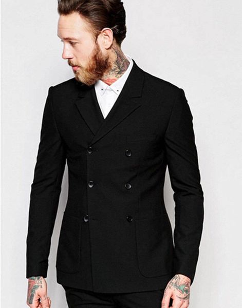

men's suits & blazers black double breasted formal business groom tuxedos jacket+pants prom custom made a0129, White;black