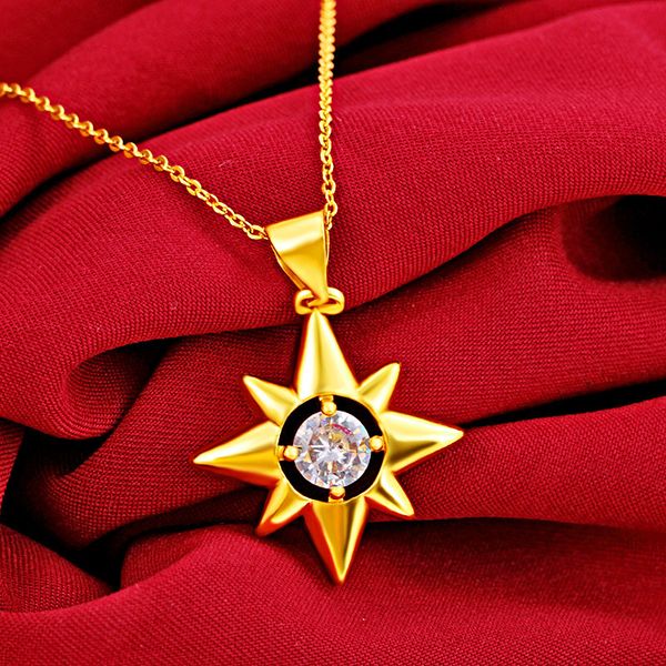 

sun shaped jewelry yellow gold filled fashion women pendant chain necklace q1209, Bronze;silver
