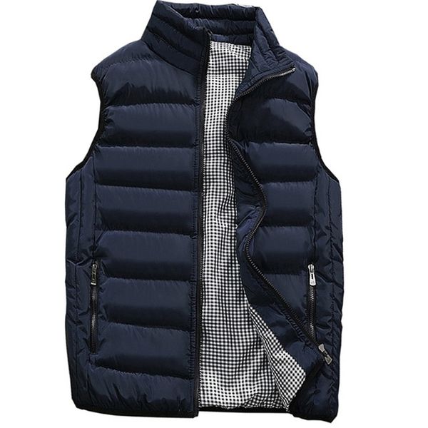 

brand clothing mens new autumn warm sleeveless jacket male winter casual waistcoat men vest plus size veste homme 201104, Black;white