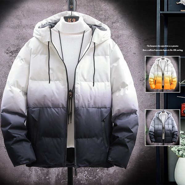 

quality inspection of gradual change bread tide brand down cotton padded men's hooded, korean jaet, winter, Black