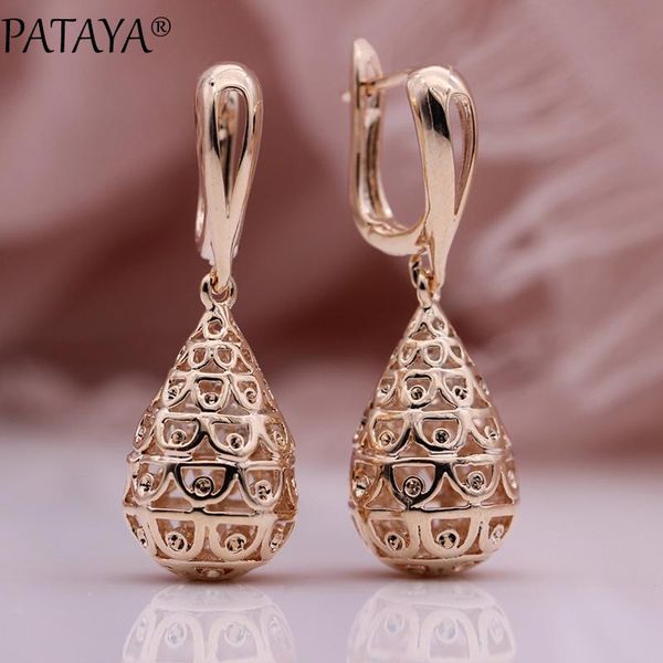 

dangle & chandelier pataya water drop spherical earrings women simple cute fine unique fashion jewelry 585 rose gold hollow long, Silver
