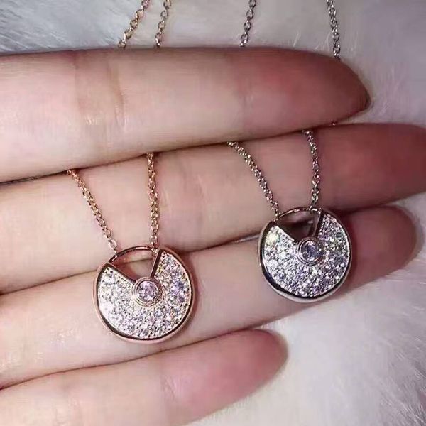 

new s925 fine jewelry necklace flying saucer pendant sets fashion accessorie neck rose gold jewel women lady q1209, Bronze;silver