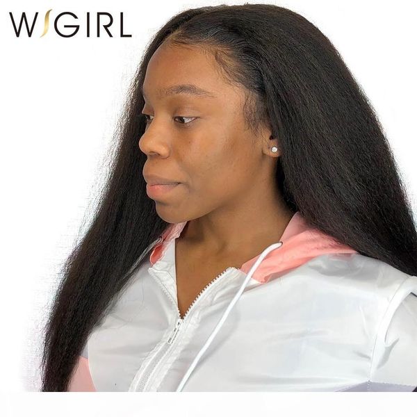 

wigirl hair kinky прямые кружева передние человеческие волосы парики девственные волосы бразильские парики для женщин обесцвеченный узел нат, Black