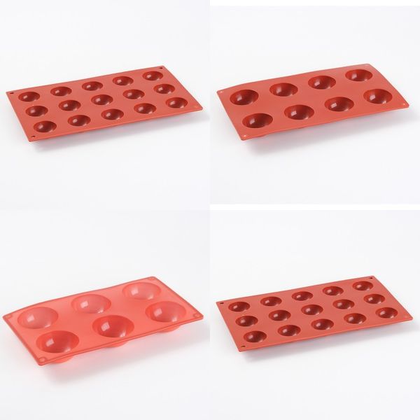 

brick red hemispherical mould food grade silicone cake biscuits chocolates mold diy high temperature resistance 5yy j2