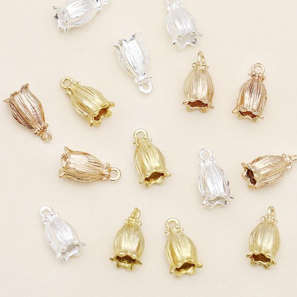

20pcs 7x16mm tassel cord end tip caps metal flower tray rope crimp pendant charms connectors for diy jewelry making findings h bbywet