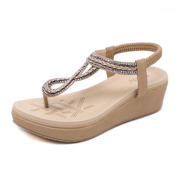 

summer beach shoes women's sandals 2020 new flat bottom bohemian shoes wedge beach sandals slippers footwear1, Black