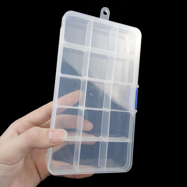 

jhnby adjustable 15 slots plastic jewelry box rectangle storage case craft container for beads earrings rings display gift boxes sqcnqh