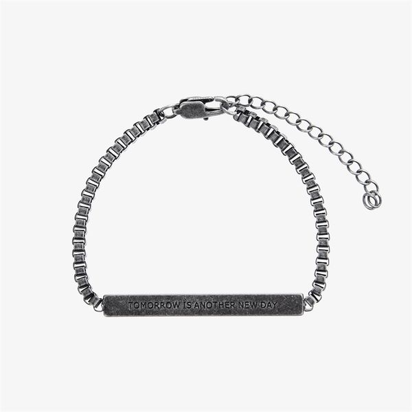 

original korean version of the bracelet men's chain tide ins titanium steel does not fade old retro hip-hop niche fashion jewelry, Black