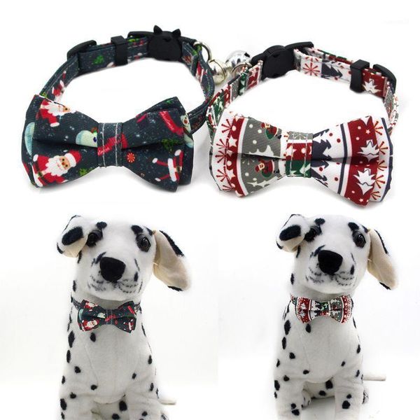 

adjustable christmas dog pet collar tartan plaid christmas bow tie cute decor1