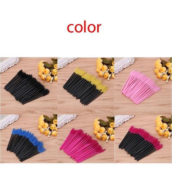

50pcs / pack mini disposable eyelash brushes mascara wands applicator wand brushes eyelash spoolers comb brushes makeup jllodj, Silver