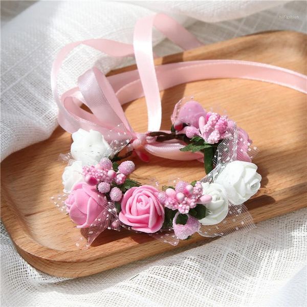 

new creative artificial wrist flower bridesmaid sisters hand flowers artificial bride flowers wedding party decoration flower1