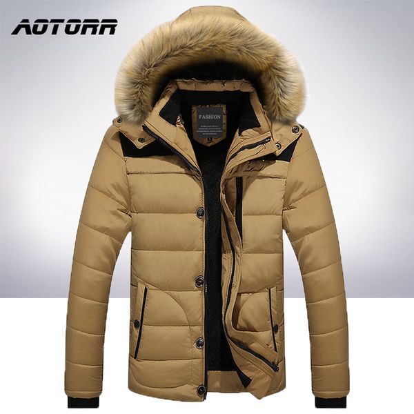 Grosso de algodão de velo Parkas Homens Winter Windbreak Zipper Com capuz Bomber Jaqueta Mens Térmica Neve Windproof Parka Masculino Roupas 201199