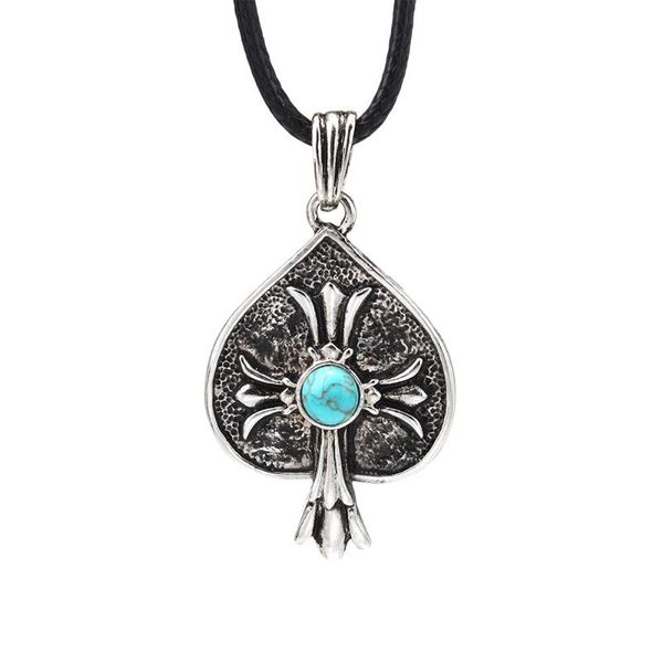 

pendant necklaces yal nimei necklace men's european and american fashion alloy cross spade shield jewelry factory, Silver