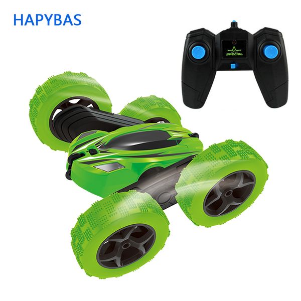 2. Auto telecomandate Stunt Rc Auto lampeggiante ad alta velocità Flip roll Green Blue Electric Race Double S Toys Regalo di Natale LJ200918