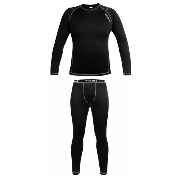 

racing sets wosawe winter outdoor sports bicycle riding cycling clothing suit warm thermal long sleeve fleece base layer jersey pant set, Black;blue