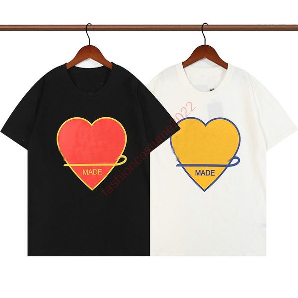 

22s summer fashion designer t shirts for men intarsia jacquard heart crewneck luxury letter embroidery t shirt mens women clo212w, White;black