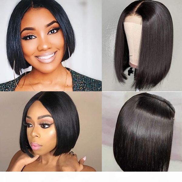 

meetu 2x6 bob lace closure wigs brazilian virgin hair straight lace frontal human hair wigs swiss lace frontal wig pre plucked, Black;brown