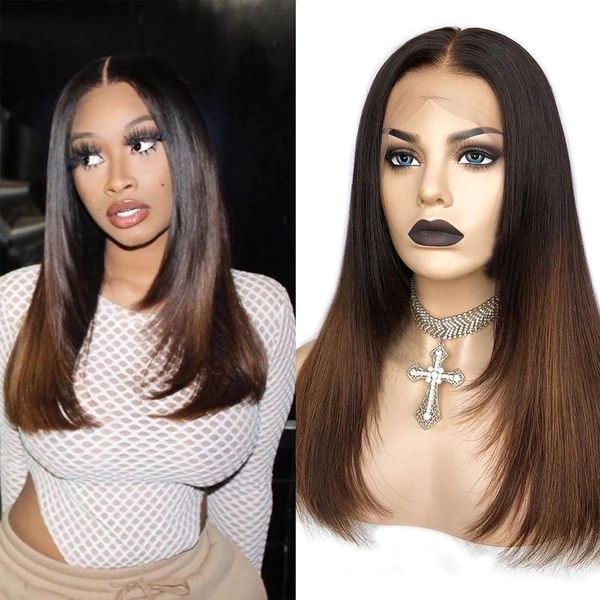 

ombre brown full lace human hair wigs for women 180density glueless straight 360 lace frontal wigs with baby hair 13x6 lace front, Black
